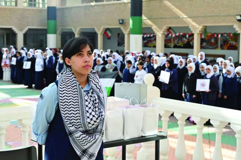 من فعالية التضامن في إحدى المدارس 