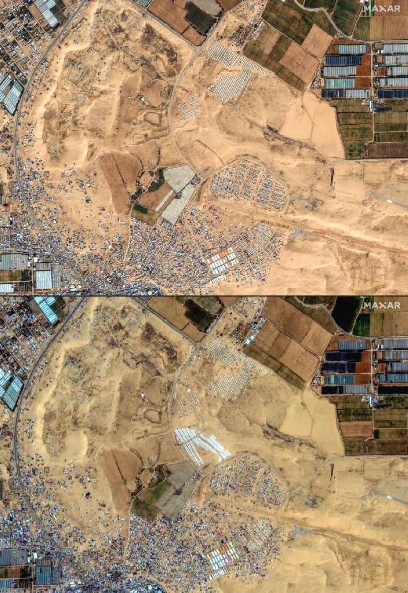 صورتان جويتان تظهران مخيمات النازحين في جنوب غزة