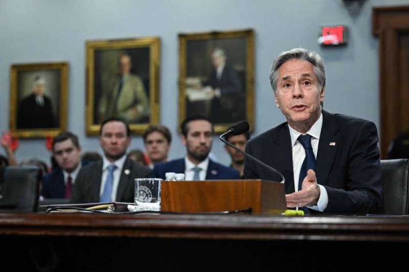 بلينكن خلال جلسة استماع في مجلس النواب الأميركي (أ ف ب)