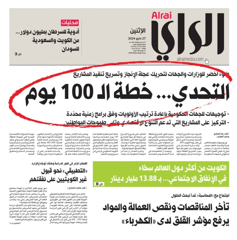 


عدد «الراي» في 27 مايو الماضي 