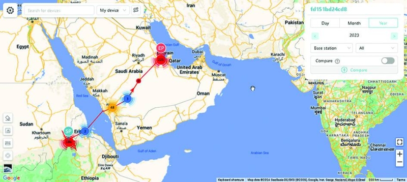 مسار عودة القمرية من إثيوبيا إلى البحرين 