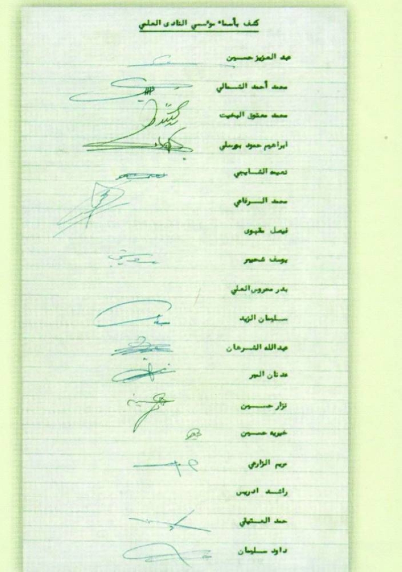 كشف بأسماء الأعضاء المؤسيس