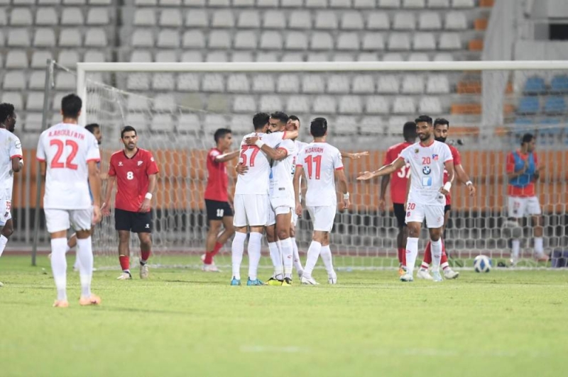 احتفال لاعبي الكويت بعد تسجيل أحد أهداف المباراة (تصوير شيخة العجيل العسكر)