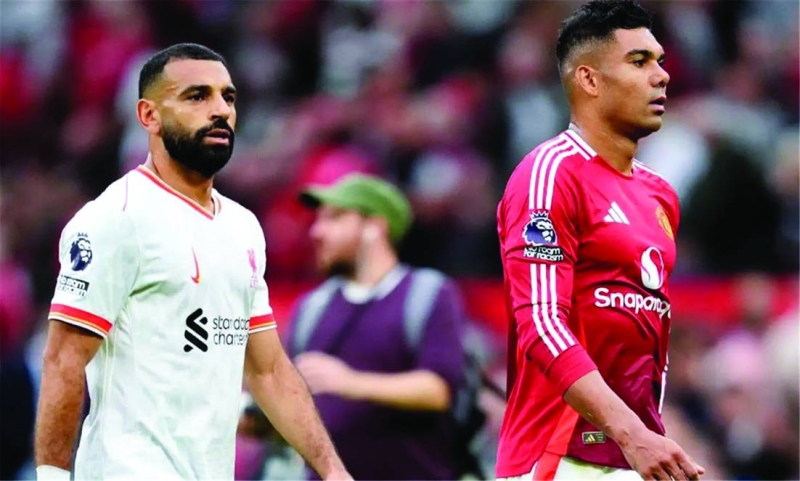 كاسيميرو ومحمد صلاح خلال المباراة
