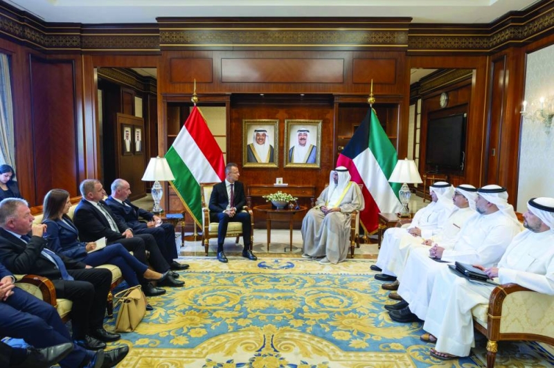 جانب من استقبال اليحيا للوزير الهنغاري والوفد المرافق