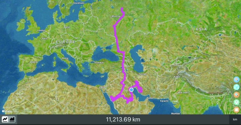 


المسافة (غير المباشرة) التي يقطعها العقاب من روسيا إلى الكويت قرابة 11 ألف كيلو متر 