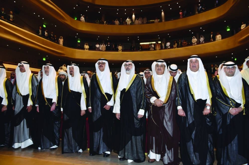 رئيس الوزراء والنائب الأول ونائب وزير الخارجية والسفير السعودي وكبار المسؤولين خلال الحفل 	 (تصوير نايف العقلة) 