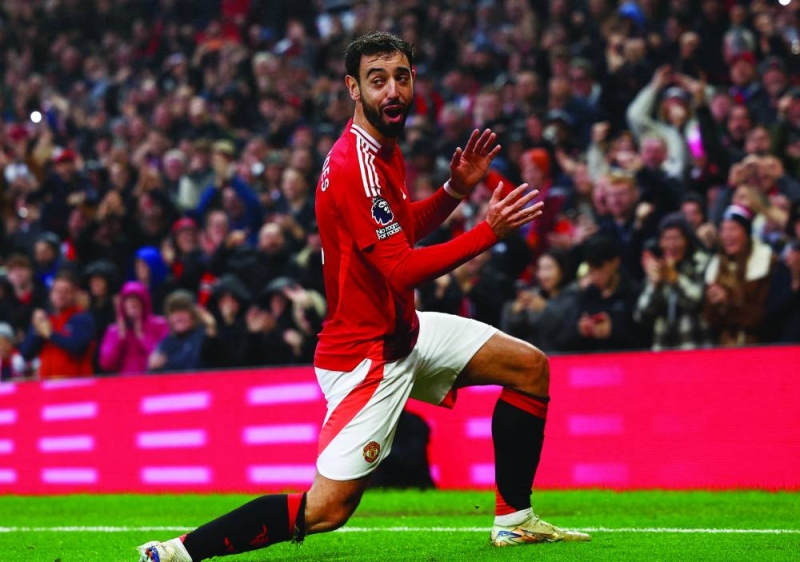 


برونو فرنانديز محتفلاً بهدفه في مرمى ليستر سيتي	 (رويترز) 