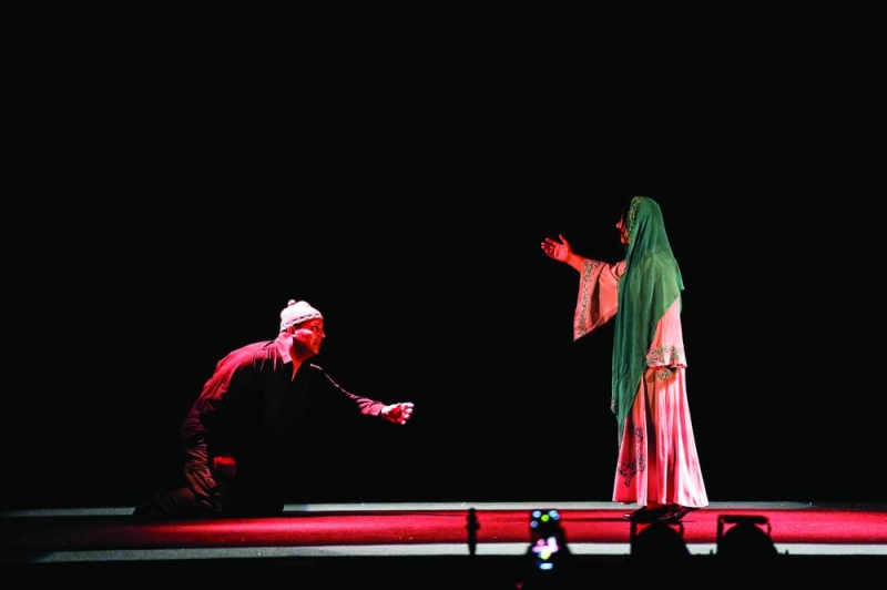 


نهى صالح وزيد خليل في مشهد من المسرحية 