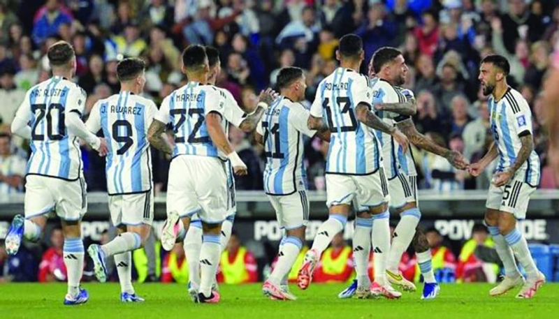 لاعبو منتخب الأرجنتين في مباراة سابقة