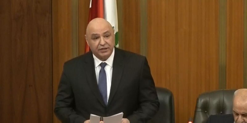 جوزيف عون خلال إلقاء كلمته في البرلمان بعد انتخابه رئيسا
