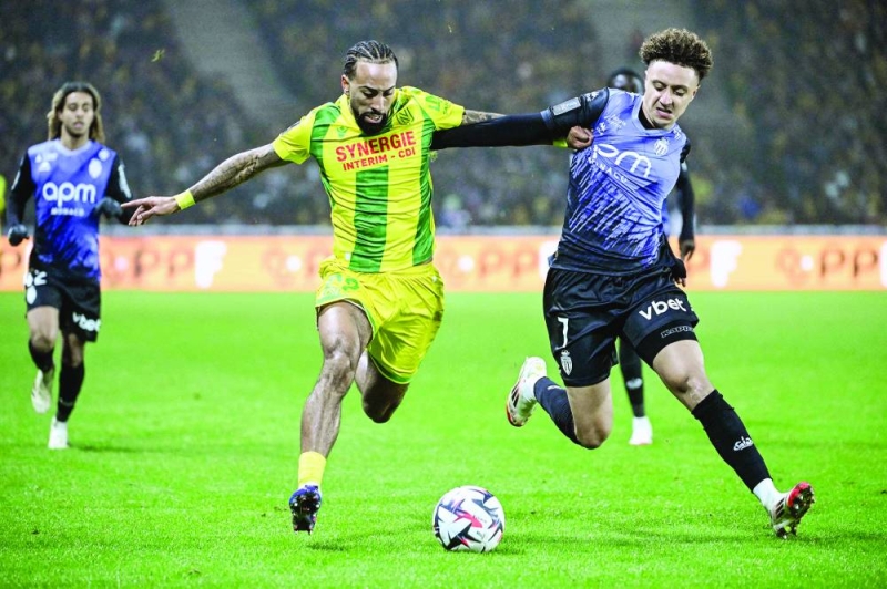 من مباراة موناكو مع نانت (أ ف ب)