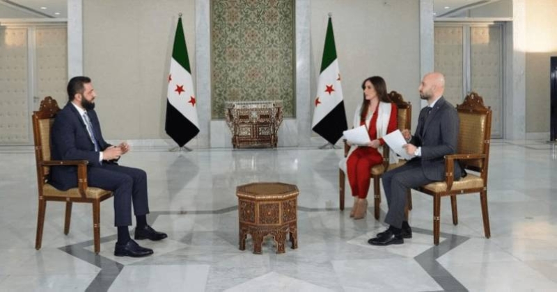 الشرع خلال المقابلة 