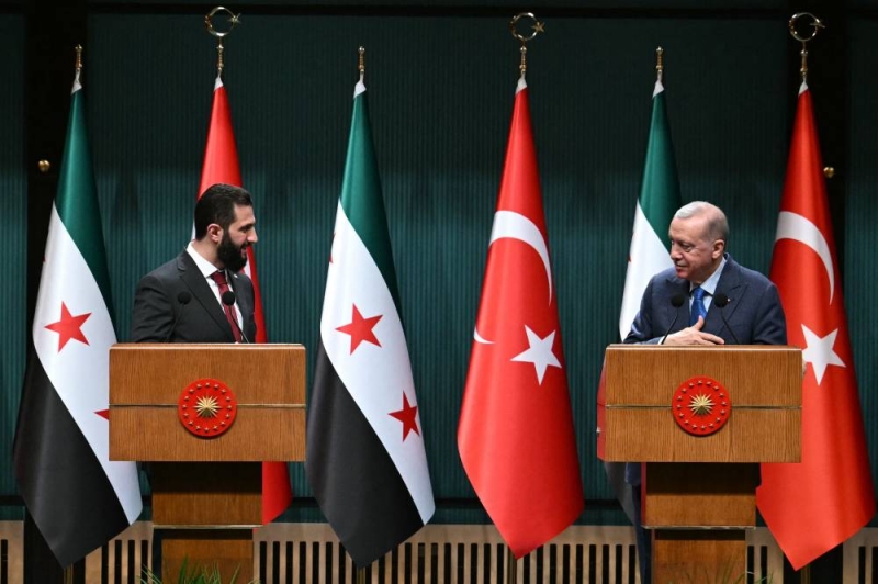 أردوغان والشرع خلال المؤتمر الصحافي المشترك (أ ف ب) 