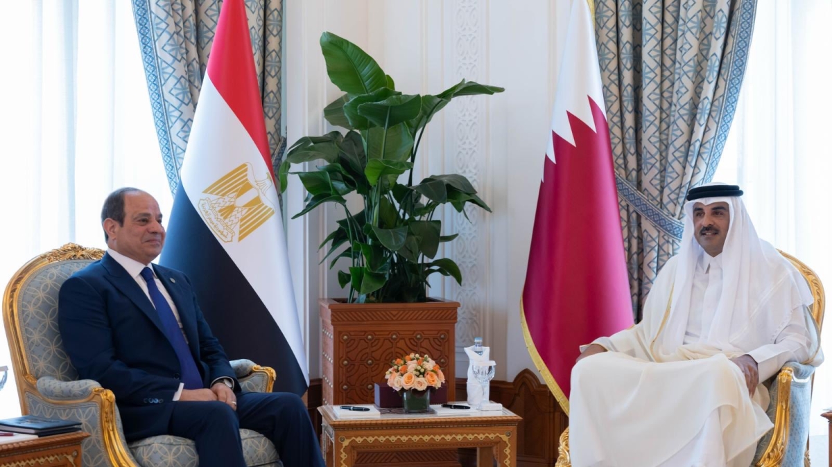 لقاء القمة بين الشيخ تميم والسيسي في الدوحة
