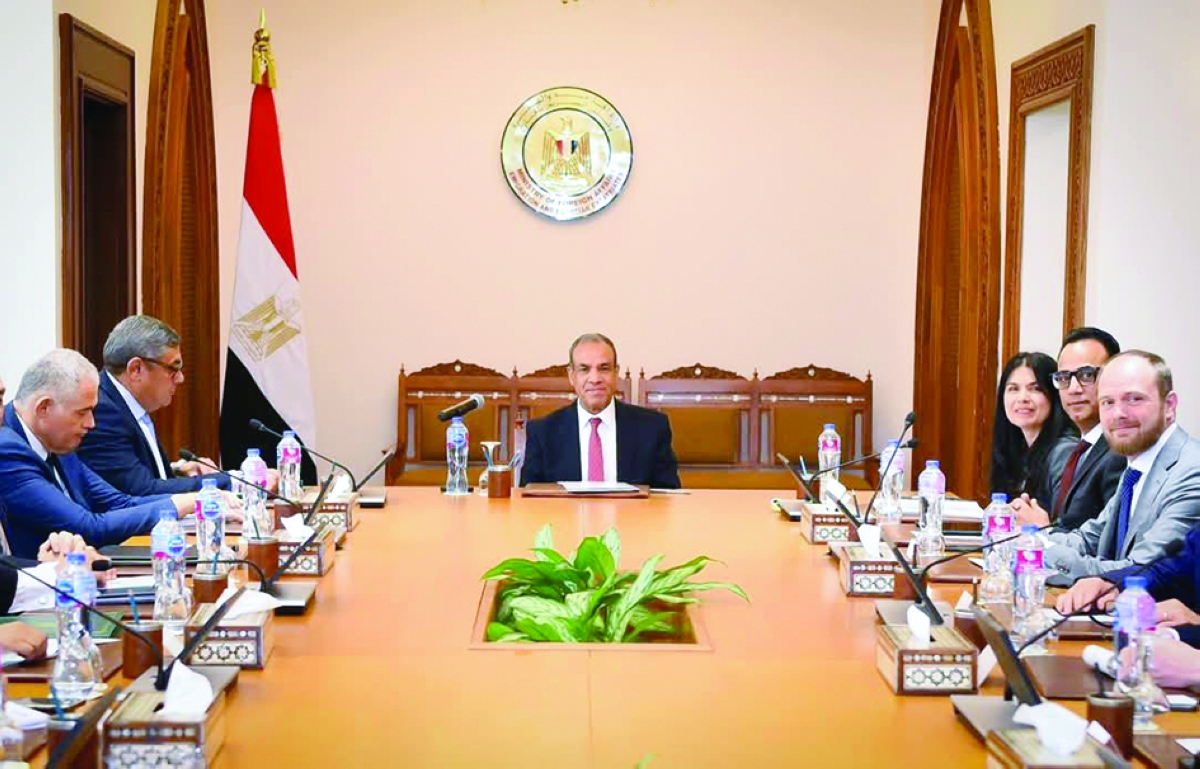 عبدالعاطي مستقبلاً وفد مجموعة «ايه بي موللر - ميرسك» الدنماركية