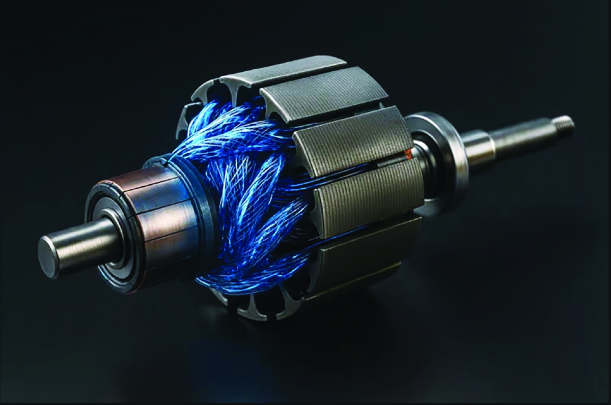 رسم تصوّري للمحرك الكهربائي الملفوف بالأسلاك النانو - كربونية بدلاً من النحاس