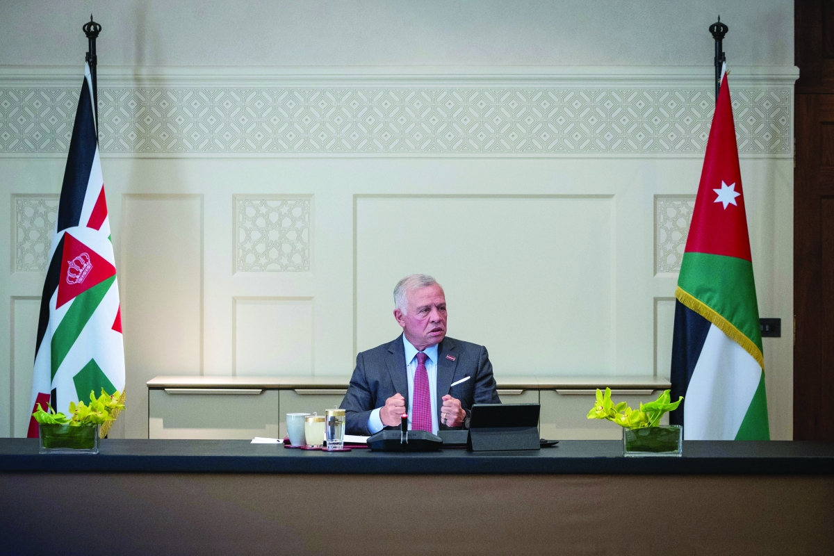 عبدالله الثاني متحدثاً للإعلاميين