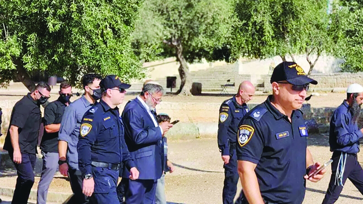 بن غفير وسط حراسة أمنية مشددة خلال اقتحام باحات المسجد الأقصى