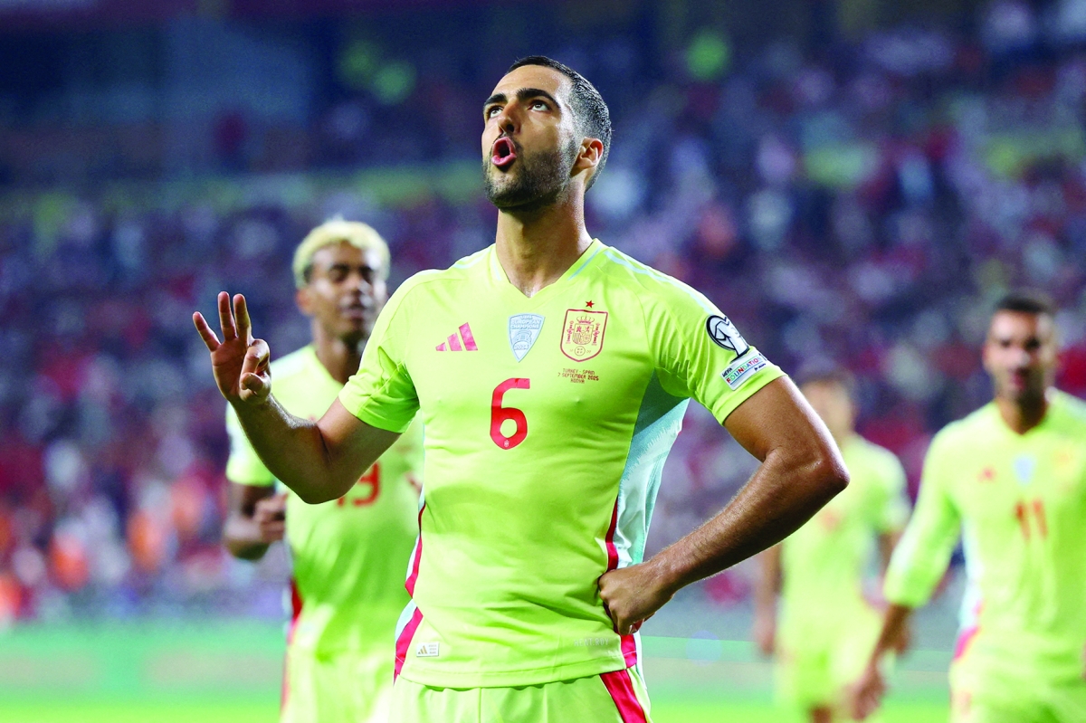 


ميكيل ميرينو محتفلاً بالهدف الثالث في مرمى تركيا 	(رويترز) 