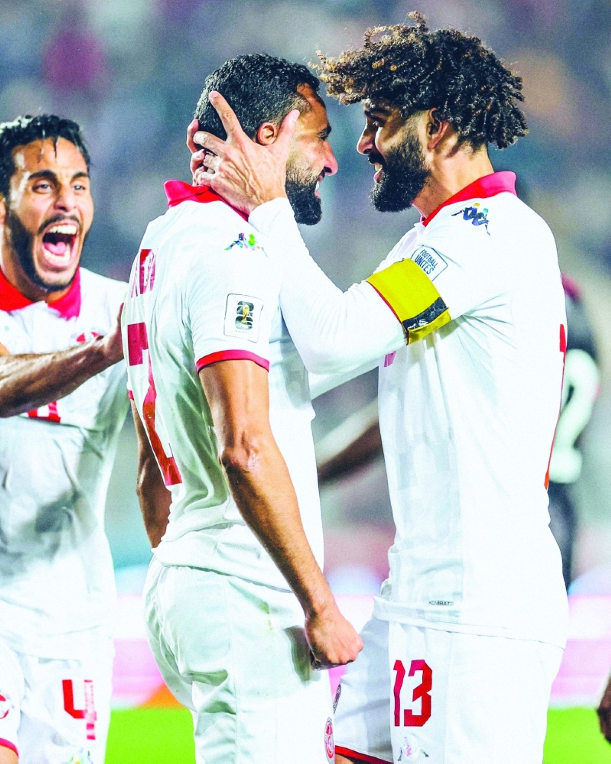 فرحة لاعبي منتخب تونس بالتأهل 