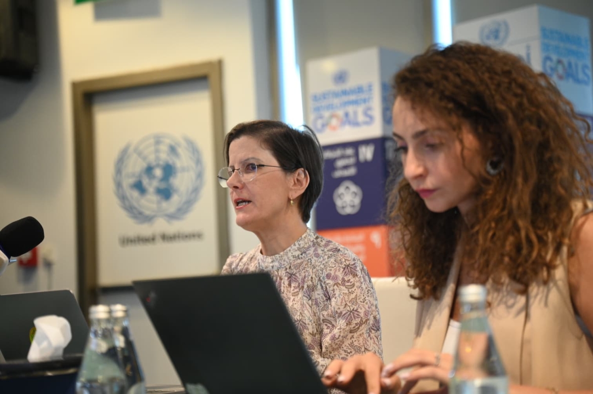 المقررة الأممية في المؤتمر الصحافي	 (تصوير نايف العقلة)