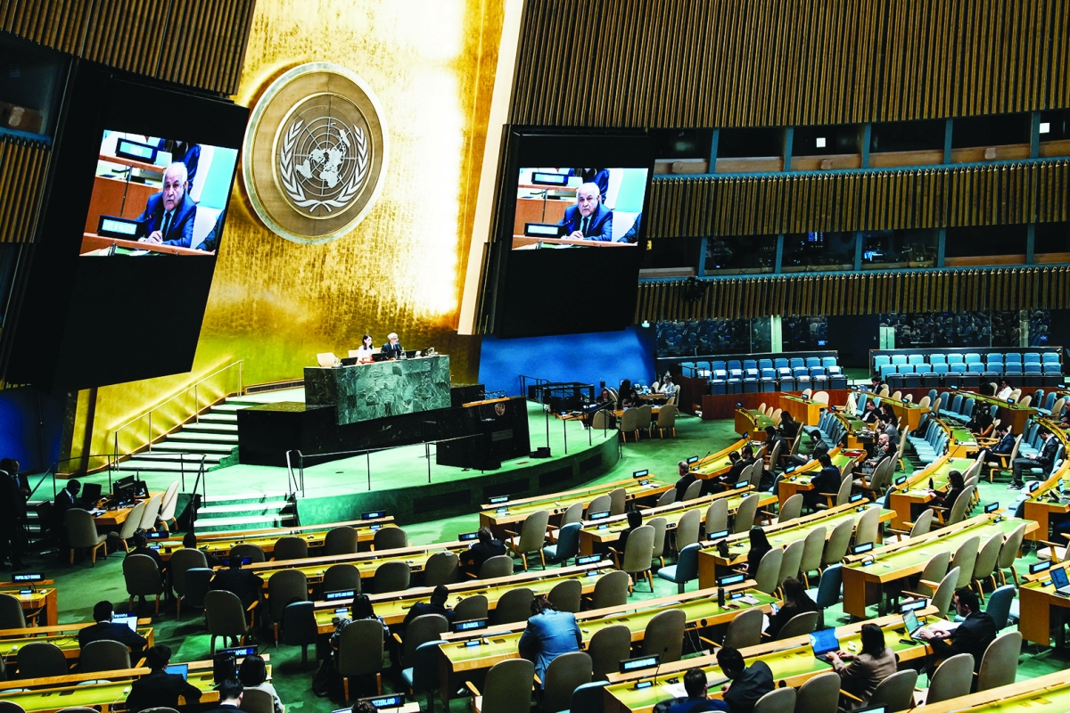 


جانب من جلسة التصويت على «إعلان نيويورك» في الجمعية العامة	     (رويترز) 