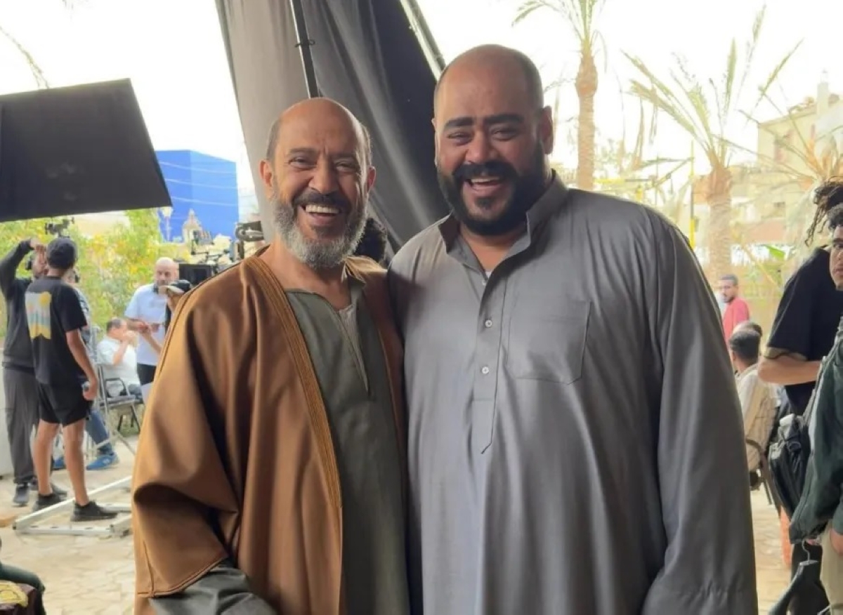 محمد ممدوح وأشرف عبدالباقي في كواليس الفيلم