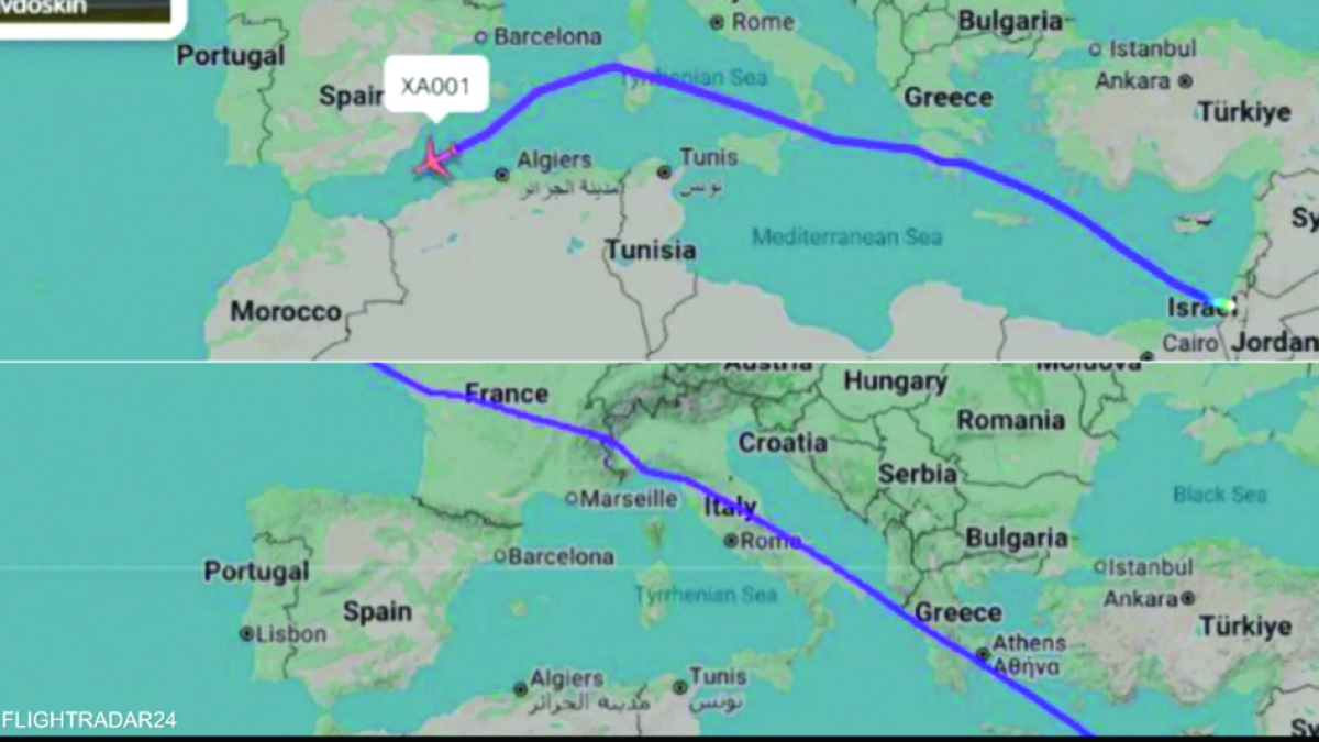 صورة تظهر تغيير مسار رحلة نتنياهو