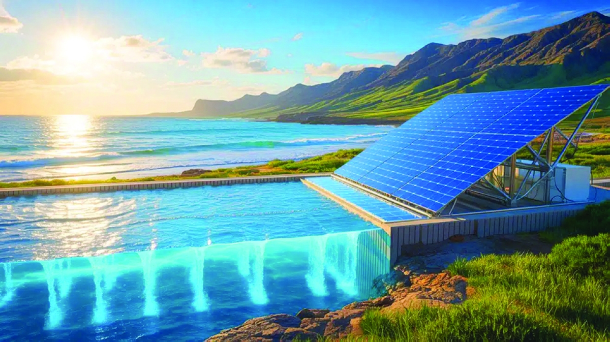 رسم توضيحي لجهاز تحلية المياه بالطاقة الشمسية