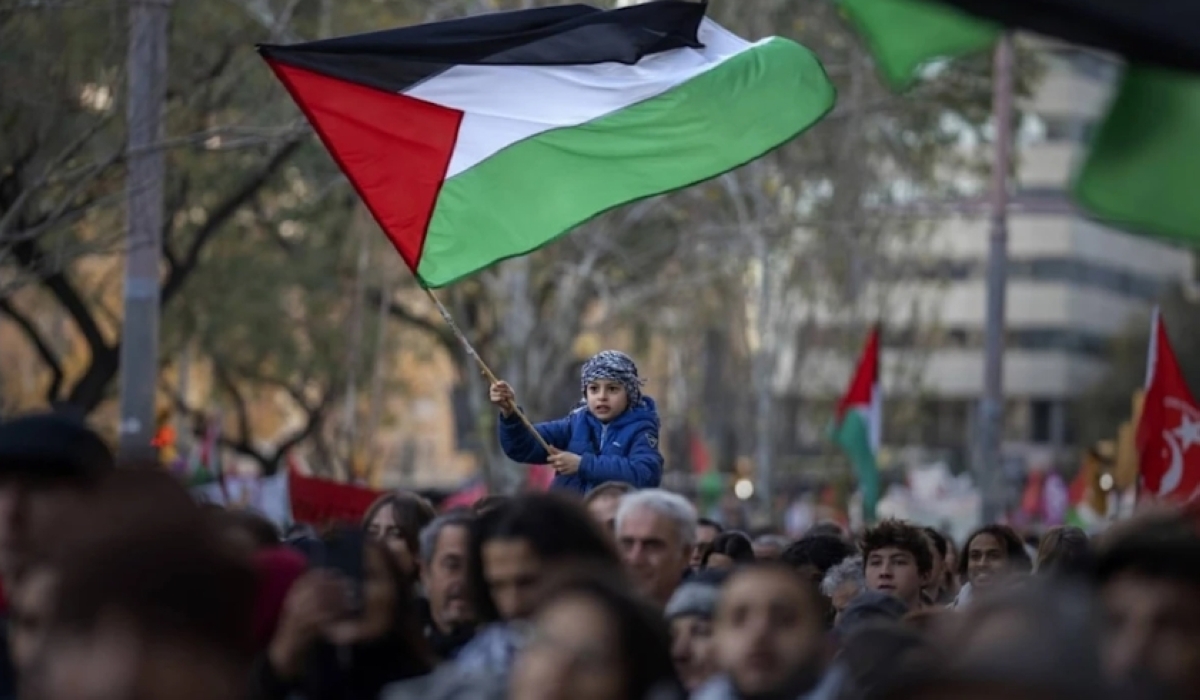 جانب من إحدى التظاهرات المؤيدة للفلسطينيين في الولايات المتحدة