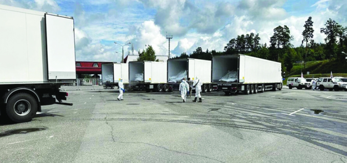 شاحنات نقلت جثث الأوكرانيين لكييف