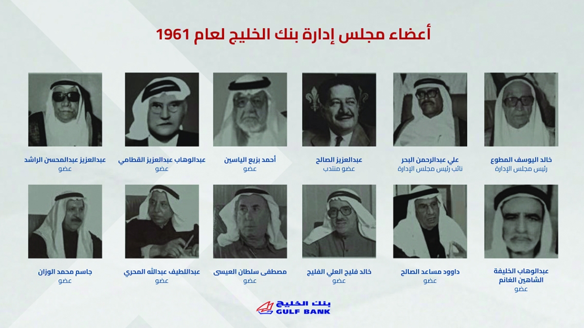 أول مجلس إدارة لبنك الخليج بعد التأسيس