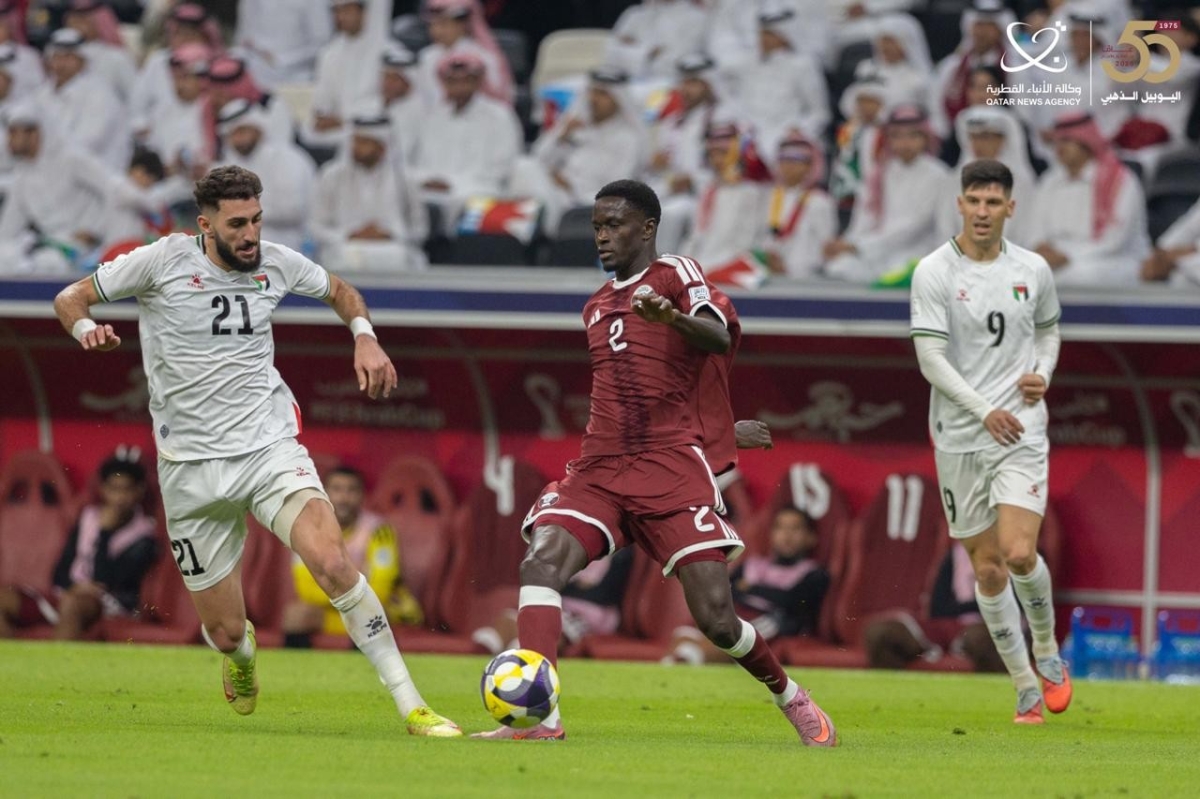 من مباراة قطر وفلسطين