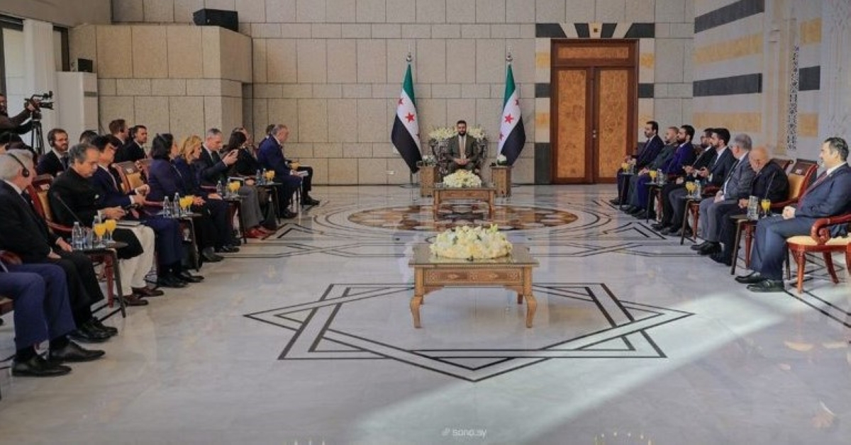 الشرع مستقلاً الوفد الأممي في قصر الشعب 