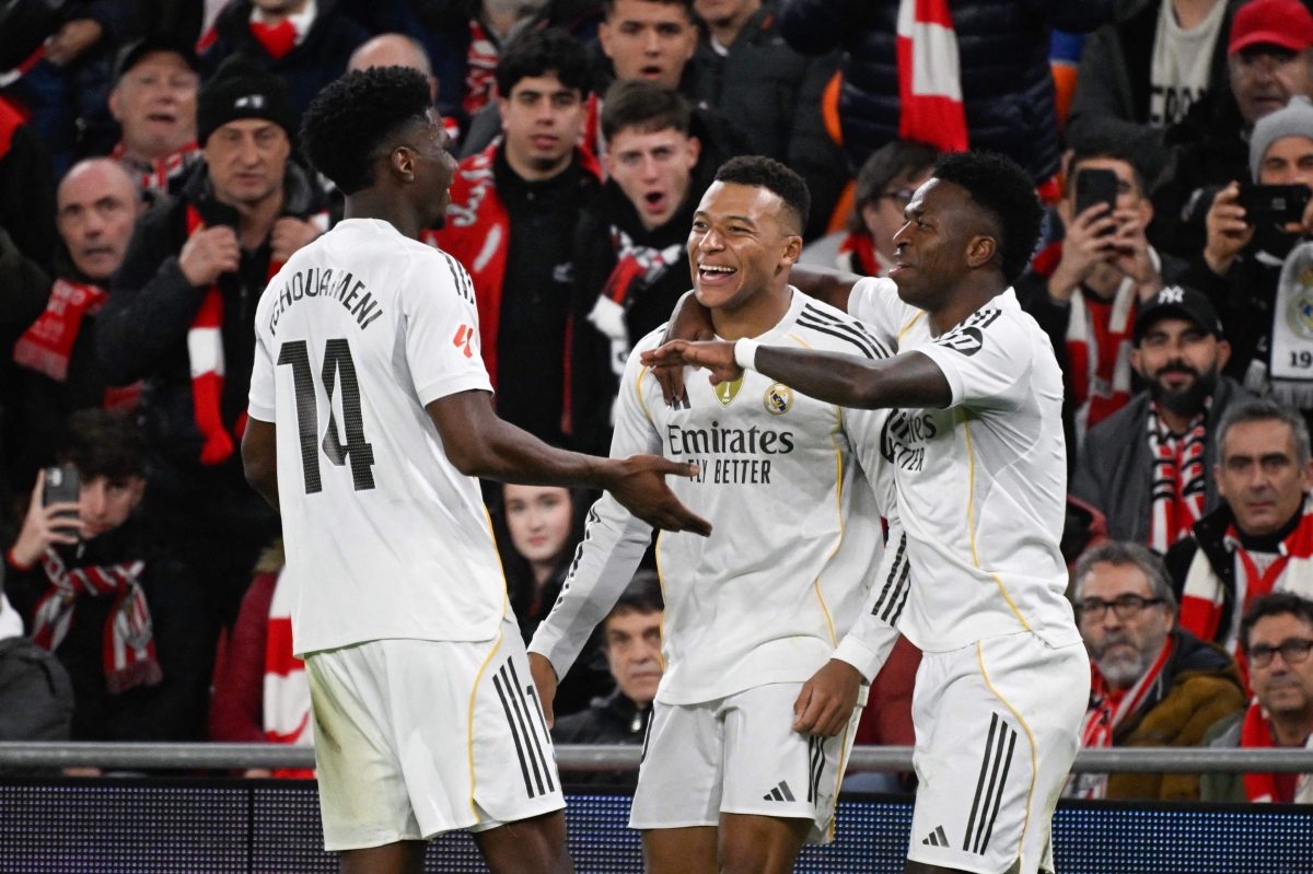 لاعبو ريال مدريد خلال الفوز على أتلتيك بلباو