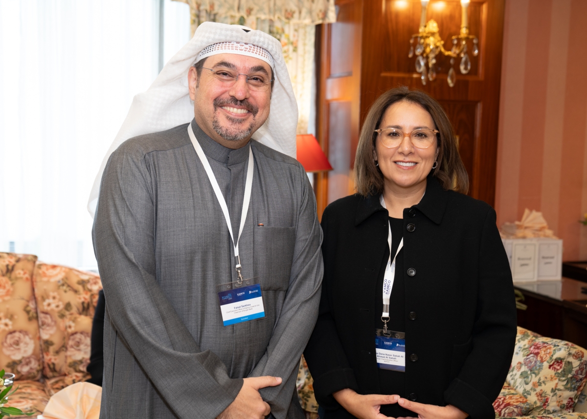 الرئيس التنفيذي لمجموعة مشاريع الكويت القابضة (كيبكو) أدانا ناصر صباح الأحمد الصباح والرئيس التنفيذي لـ «كامكو إنفست» ونائب رئيس مجلس إدارة بنك برقان فيصل منصور صرخوه