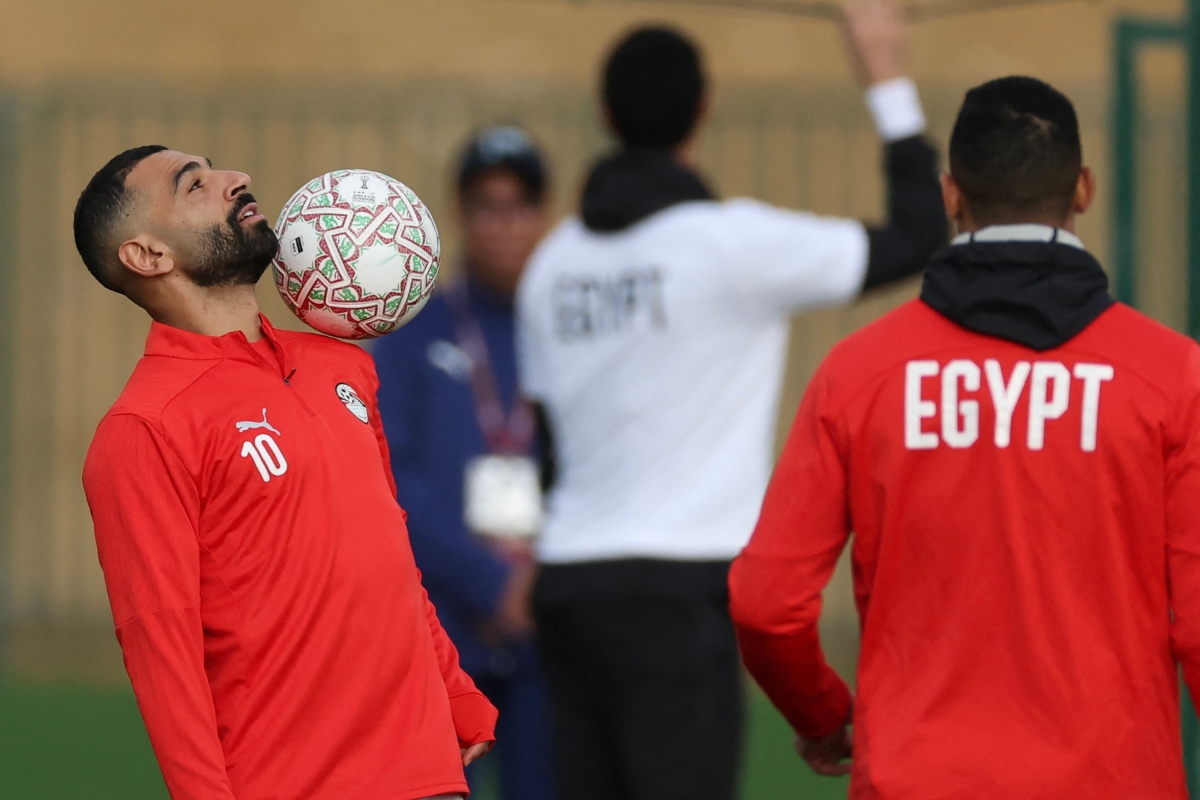 محمد صلاح خلال التدريبات (أ ف ب)