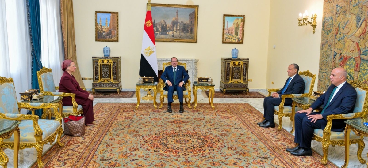 السيسي مستقبلاً ياسمين فؤاد في القاهرة