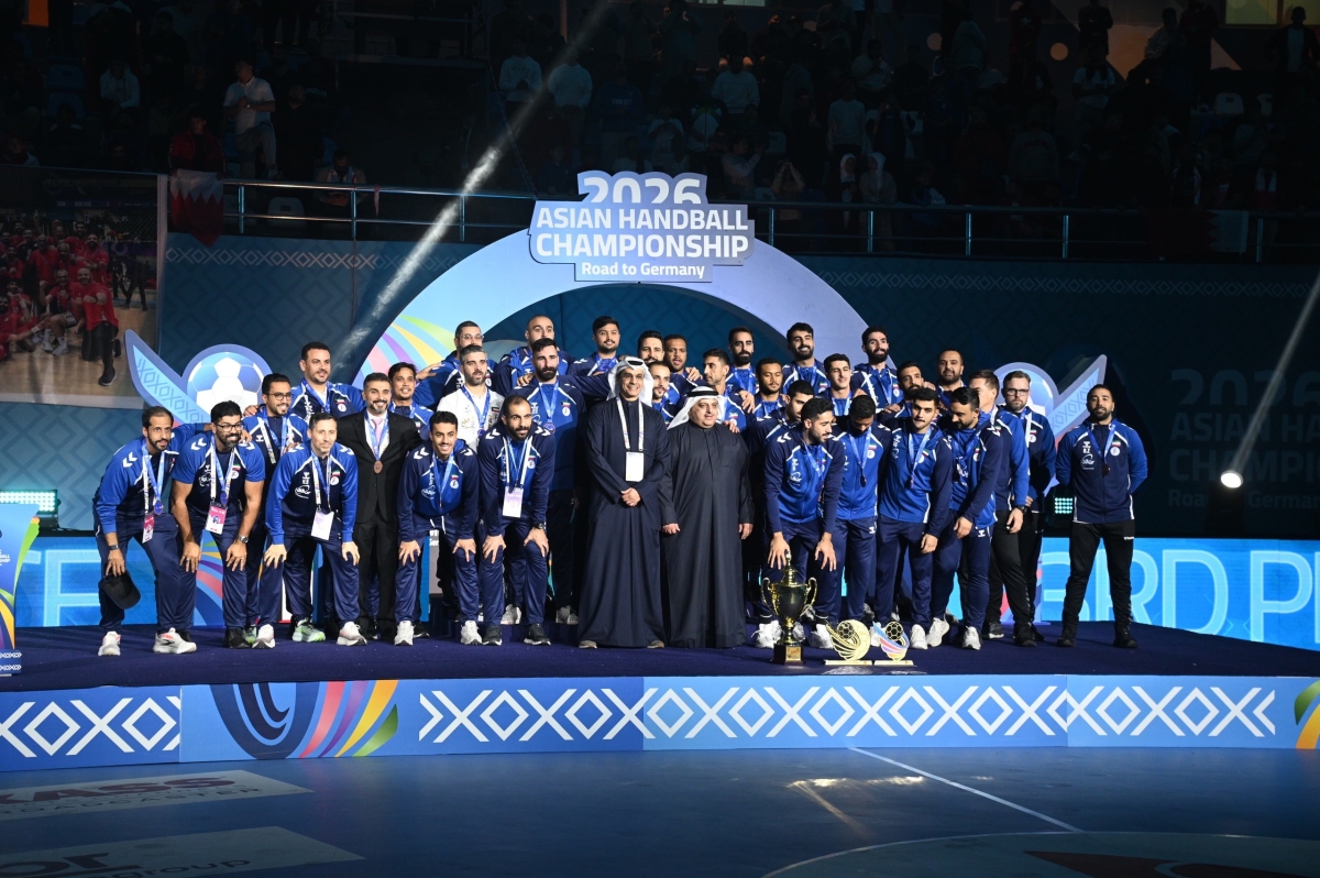 منتخب الكويت على منصة التتويج (تصوير نايف العقلة)