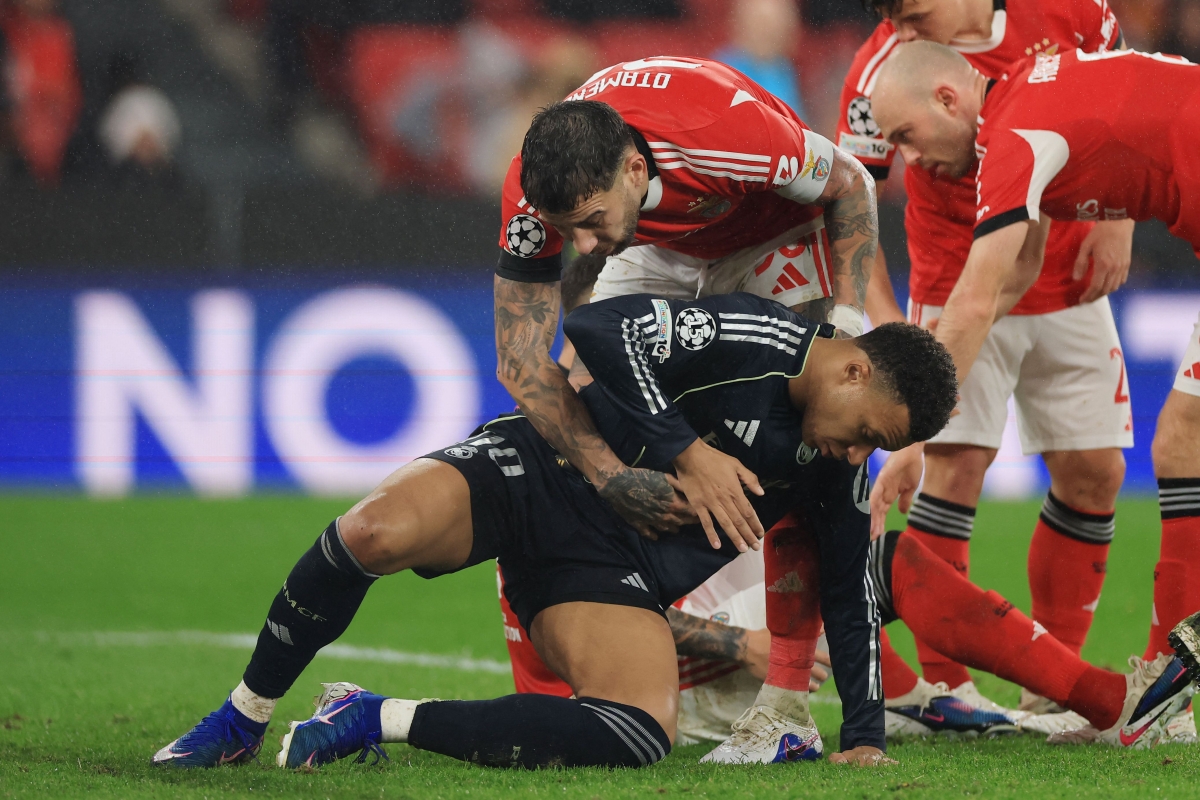 كيليان مبابي خلال المباراة أمام بنفيكا (أ ف ب)