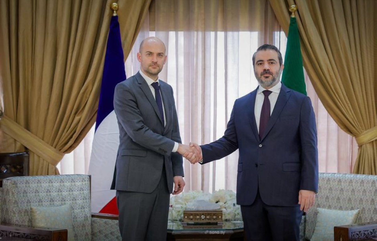 الشيباني وبارو خلال لقائهما في دمشق (سانا) 