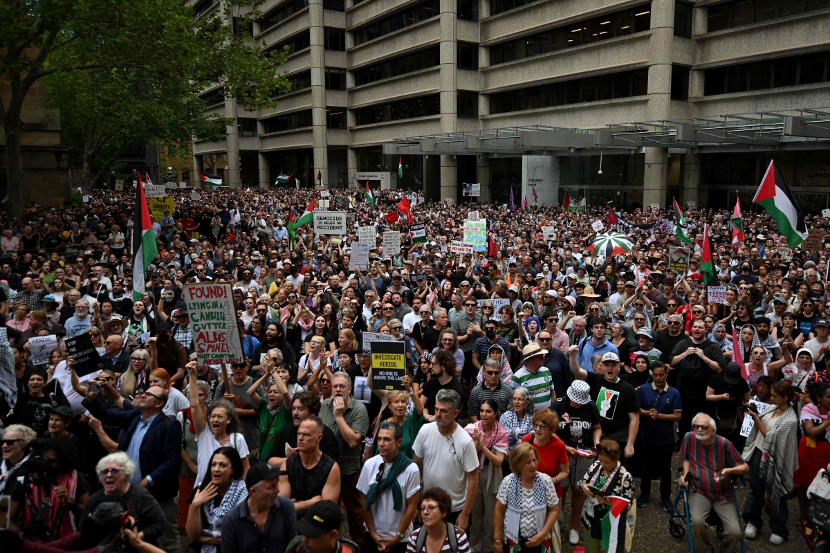 تظاهرات حاشدة لدعم الفلسطينيين في سيدني (أ ف ب)