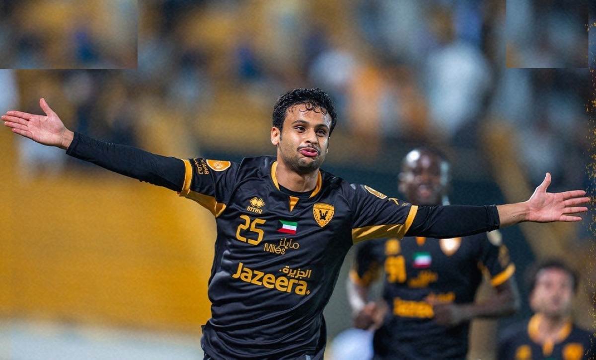 يوسف الحقان محتفلا بهدف الفوز