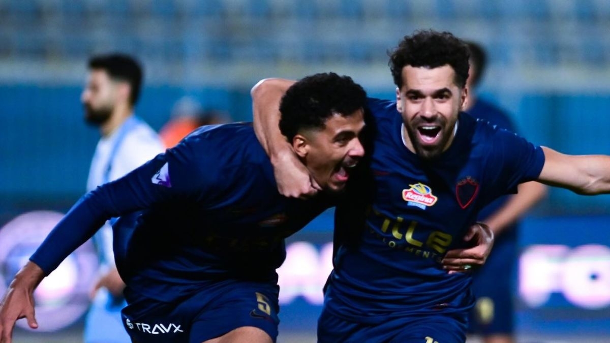 حسام عبدالمجيد لاعب الزمالك محتفلاً بهدفه في مرمى بيراميدز