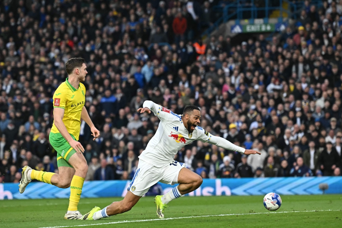 من مباراة ليدز يونايتد ونوريتش سيتي (أ ف ب) 