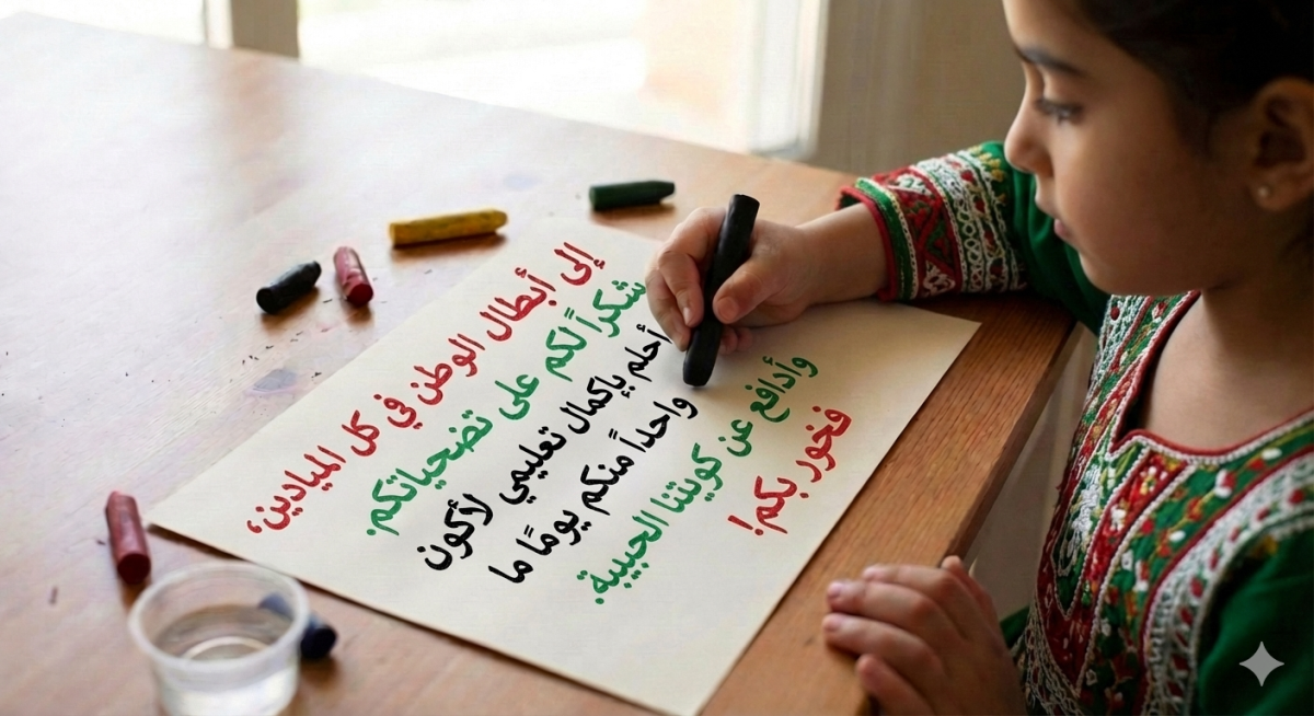 رسالة شكر من الطلبة لرجال القوات المسلحة