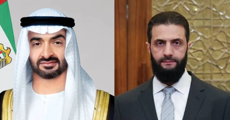 الشرع يؤكد لمحمد بن زايد رفضه الاعتداءات الإيرانية على الدول العربية