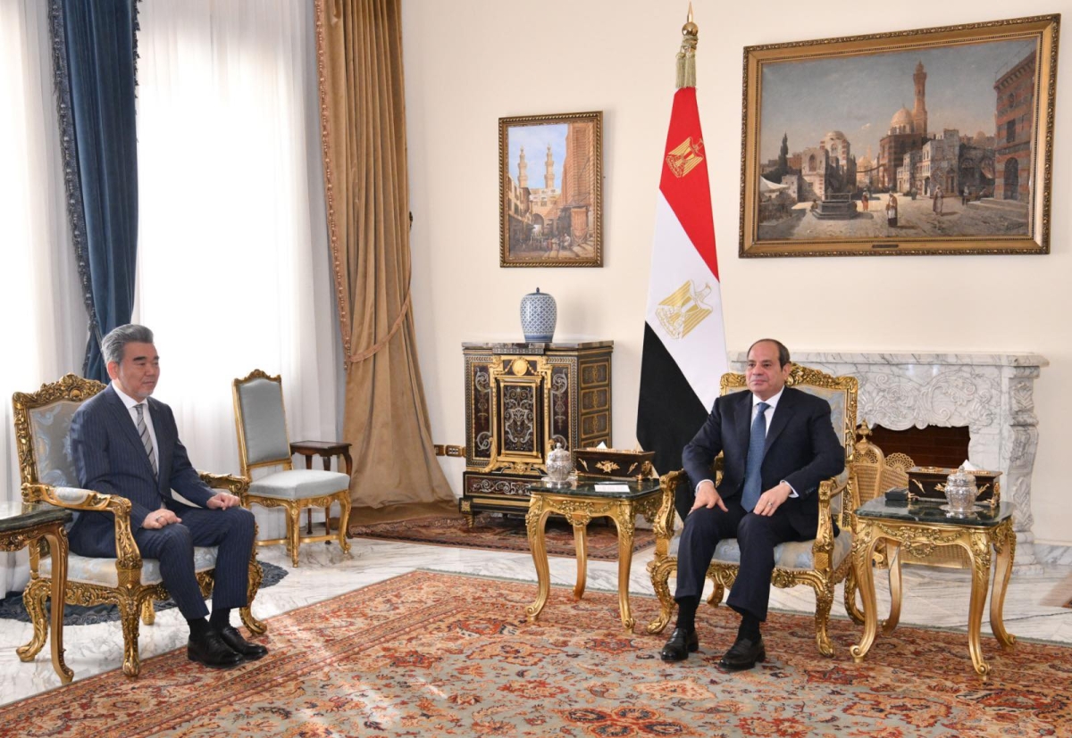 السيسي مستقبلاً رئيس جامعة هيروشيما في القاهرة