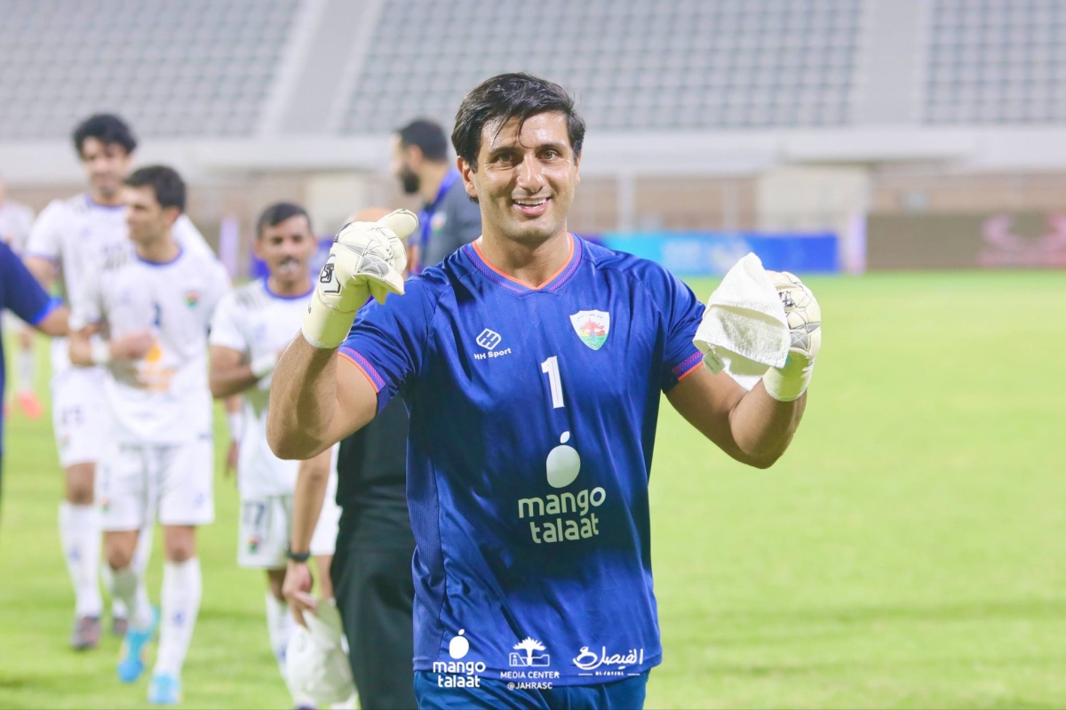 حارس الجهراء مبارك الحربي خلال التدريبات